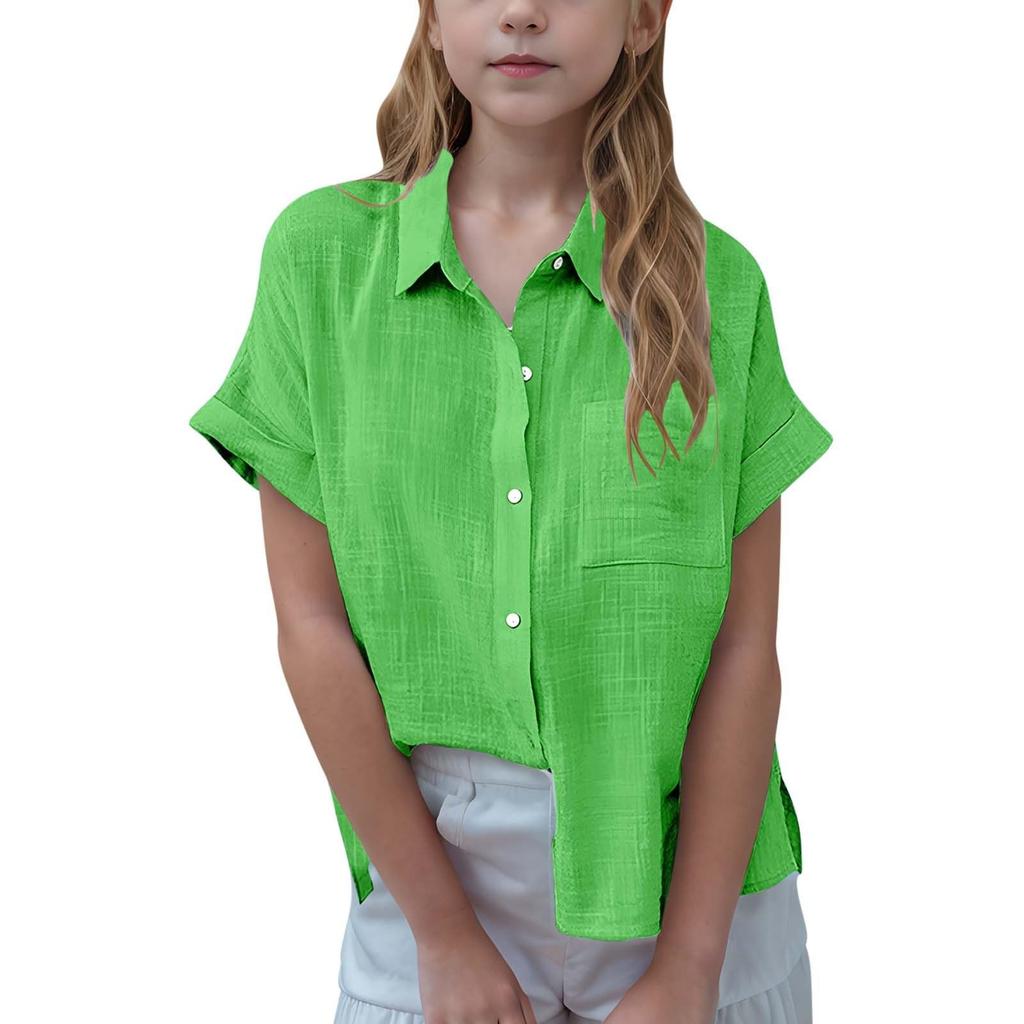 Summer Children's Clothing, Solid-color Shirts, Short-sleeved Casual Loose Tops