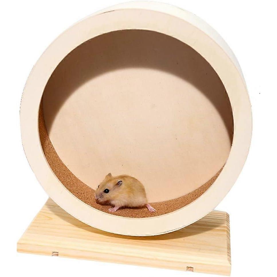 ZENGO Hamster Wooden Silent Wheel, Quiet Spinner Hamster Running Wheels Toys,8.2' Medium Size
