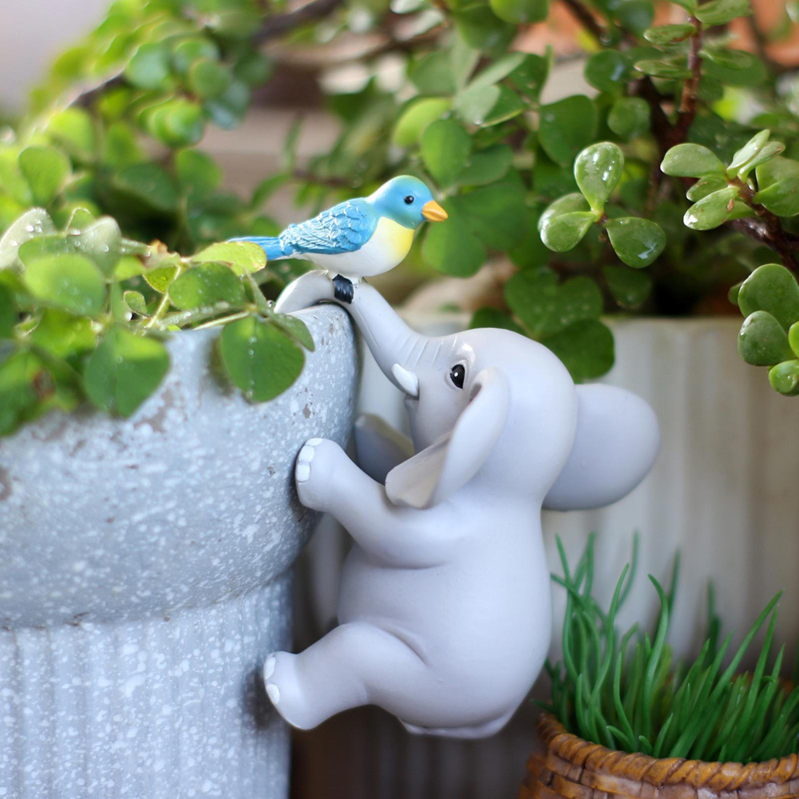 

Elephant Figurine Flower Pot Hugger Micro Landscape Decor Decorative Resin Plant Ornament