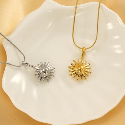 Slangengraat Ketting Goud Bloemblaadje Galvaniseren Sieraden Titanium Staal Ketting Zonnebloem