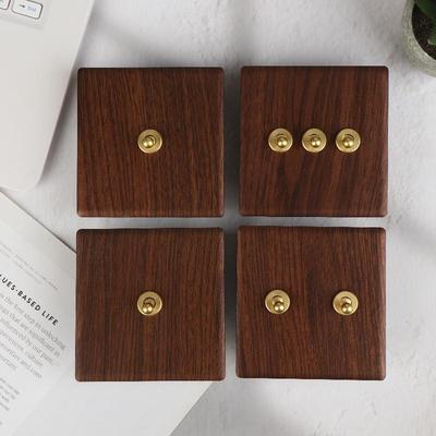 Holz Retro Britischer Lichtschalter Steckdose Nachttisch Wandleuchte Schalter LED Dimmer Reines Messing Kippschalter Platte