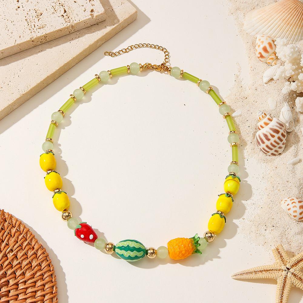 Frucht Perlenkette Für Damen Mit Glas Und Lucite Material Perfekt Für Sommerreisen Modeaccessoire