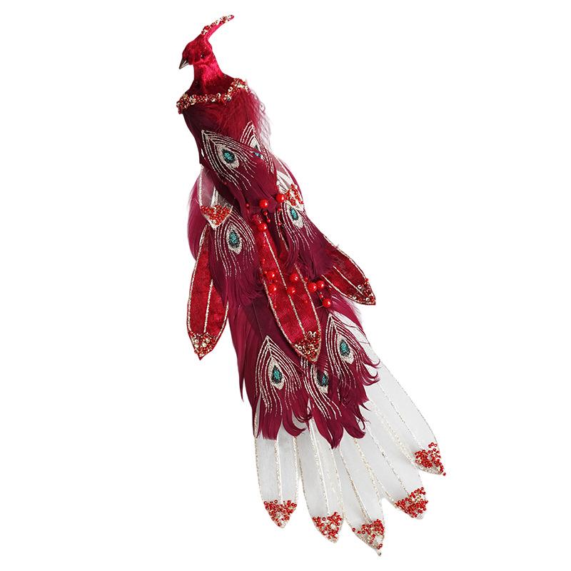 Festive Christmas Peacock Feather Clip Ornament for Home Décor