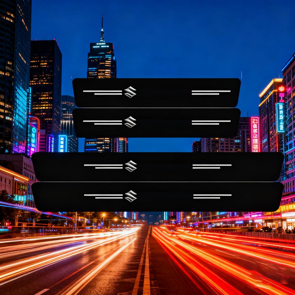 Car Model Car Door Sill Anti-trampling Protective Sticker Carbon Fiber Leather Welcome Pedal Anti-scratch Decorative Sticker