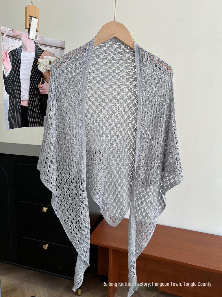 Versatile Summer Ice Silk Shawl for Sun Protection and Air-Conditioned Rooms