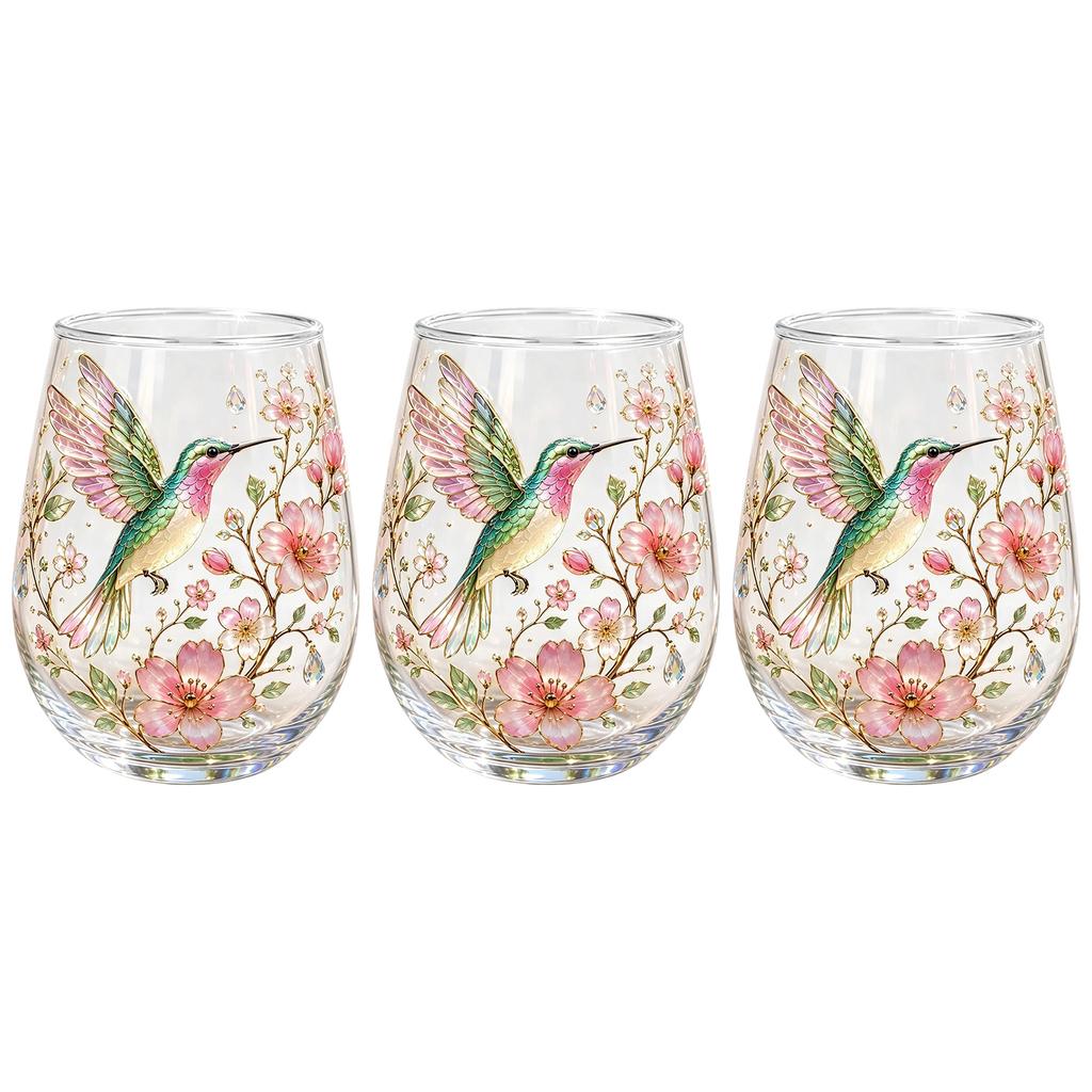 Hummingbird Morning Bliss Glass Tea Cup Embossed Floral Hummingbird Coffee Mug Elegant Glass Tumbler for Summer Party Supplies