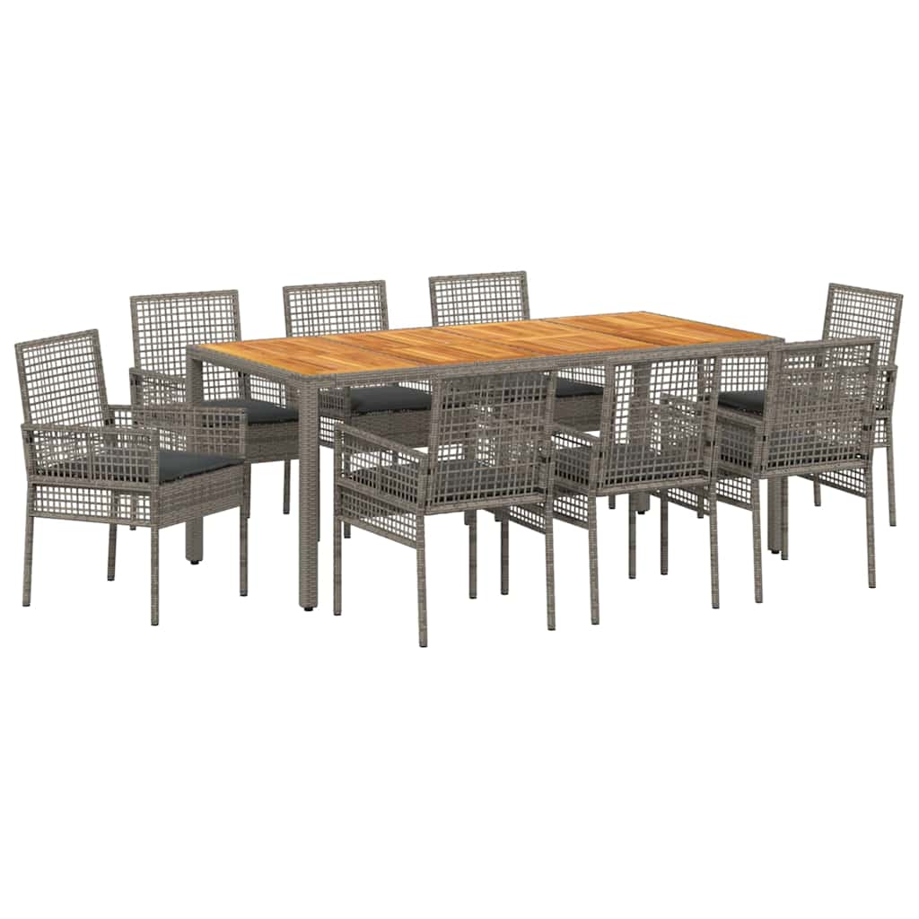 Garden Dining Set 9 pcs Grey Poly Rattan