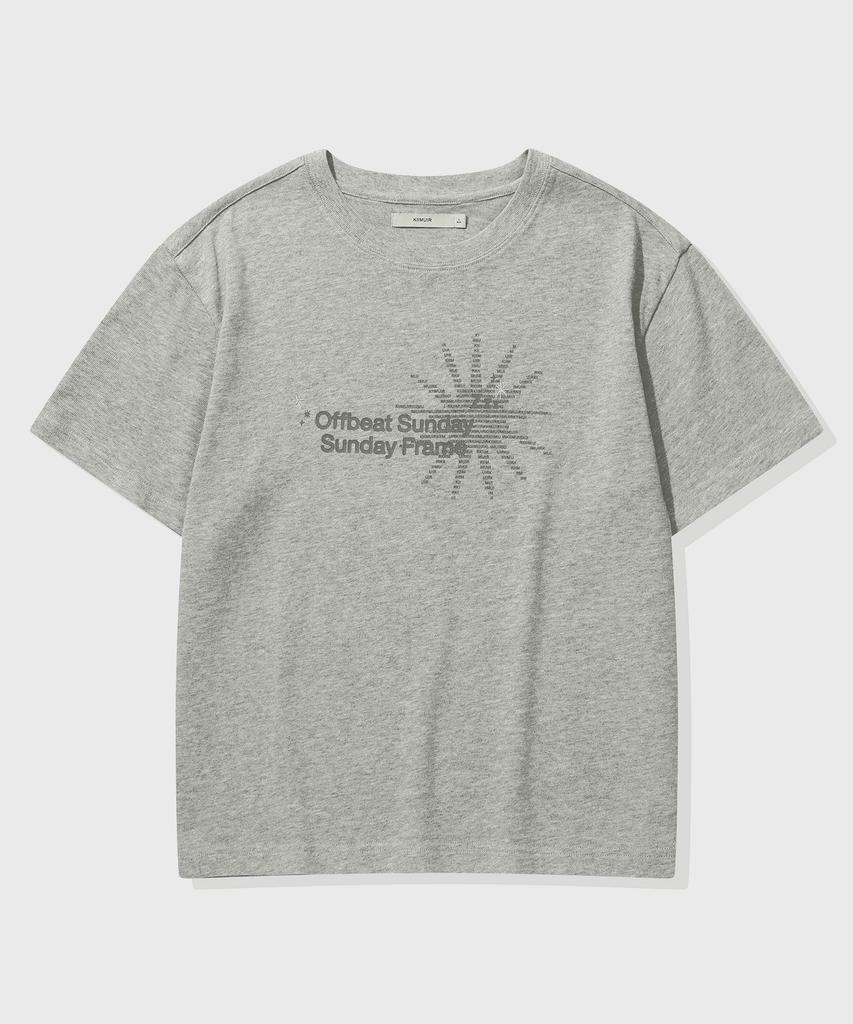 KIIMUIR [Crop] Offbeat Sunday Crop Short Sleeve T-Shirt_Melange Gray