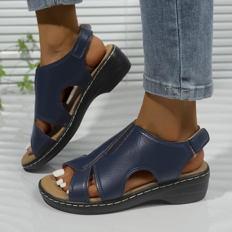 Women's Peep Toe Wedge Sandals, Casual Summer Open Toe Shoes, Plus Size Fashion Footwear
