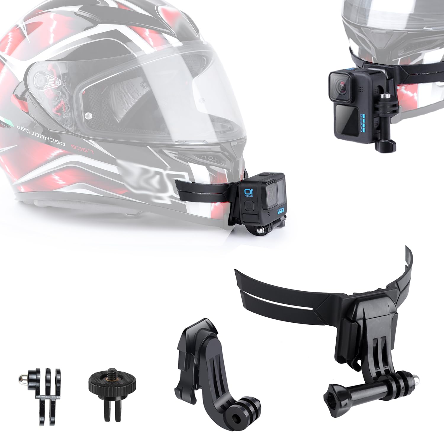 

Wearable Camera Chin Motorcycle Helmet Chin Adhesive Mount Accessory for Helmet Chin Holder Compatible with GoPro Hero Osmo Insta360 Mount, GoPro, чорний