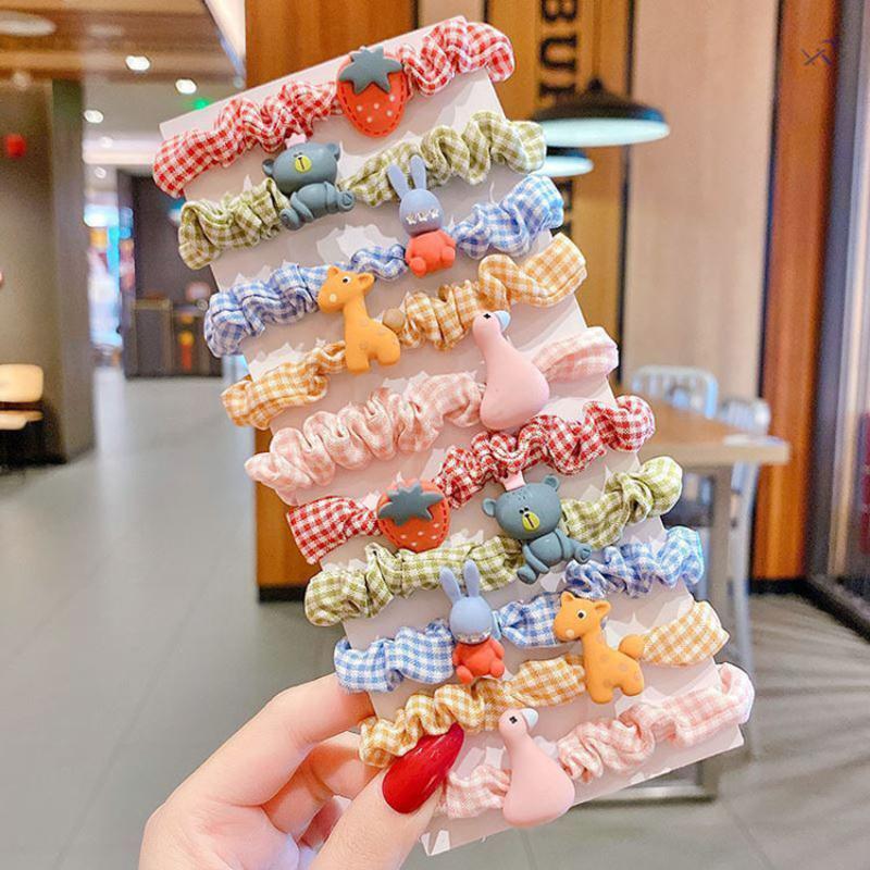 

[Набор из 10 предметов] Детская резинка для волос, милый головной убор, резинки для волос в виде животных, аксессуары для волос для девочек strawberry разноцветный