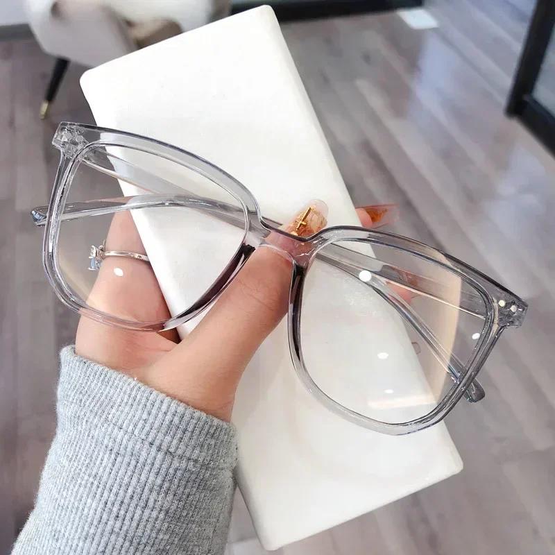 Anti Blue Light Presbyopia Eyeglasses Vintage Trend Oversized Square Hyperopia Eyewear Finished Prescription Reading Glasses