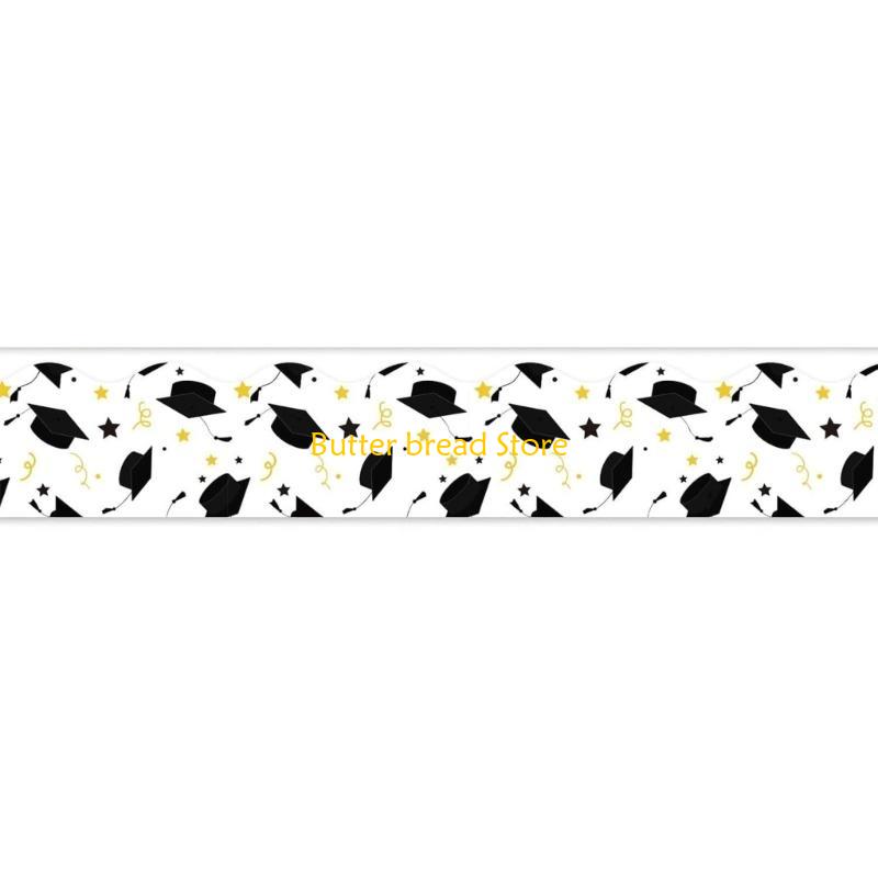 

W89C 18m/59ft Graduation Border Sticker For Whiteboard 75mm Wide Decorative Border Trim Wall Sticker for Classroom Decoration