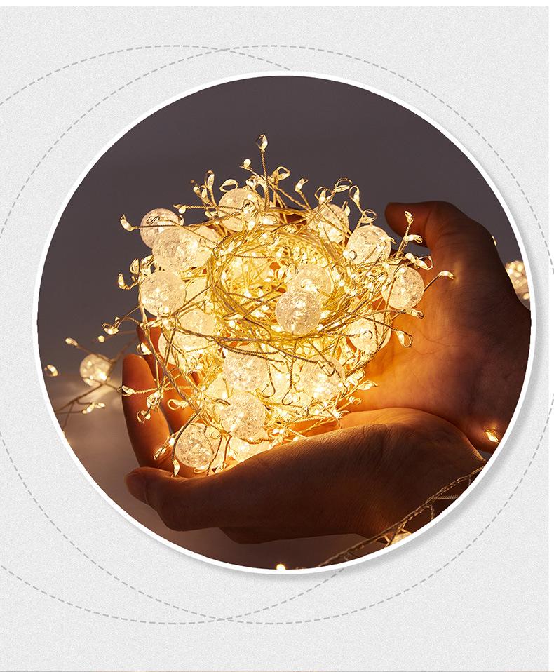 LED Waterproof Crackle Ball String Lights with Remote Control - Decorative Fairy Lights