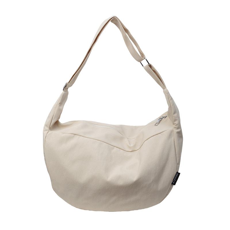 

Большая вместительная сумка для подмышек в форме полумесяца, однотонная оксфордская сумка через плечо бежевый