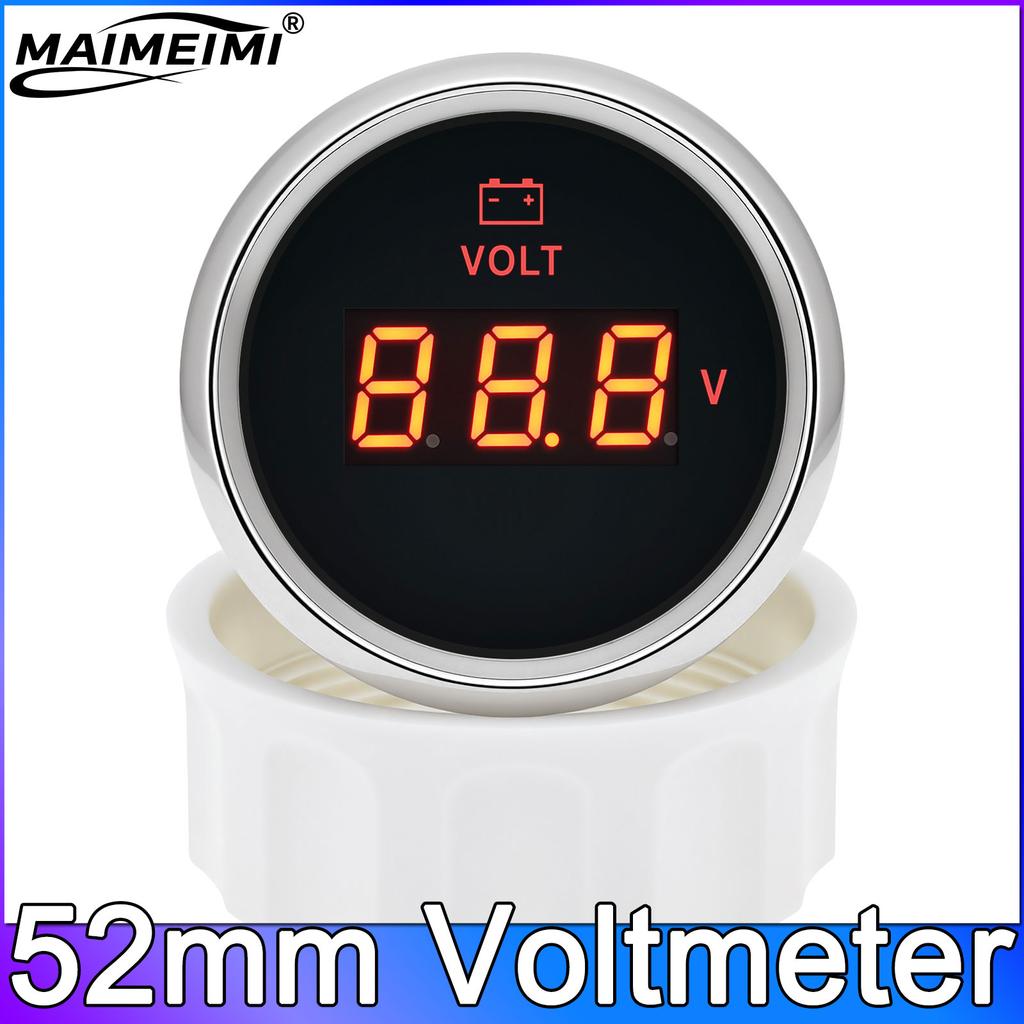52mm Voltmeter Universal Electrical Car Truck 8-16V 18-32V 9-32V with Red Backlight 12V 24V for Car Boat