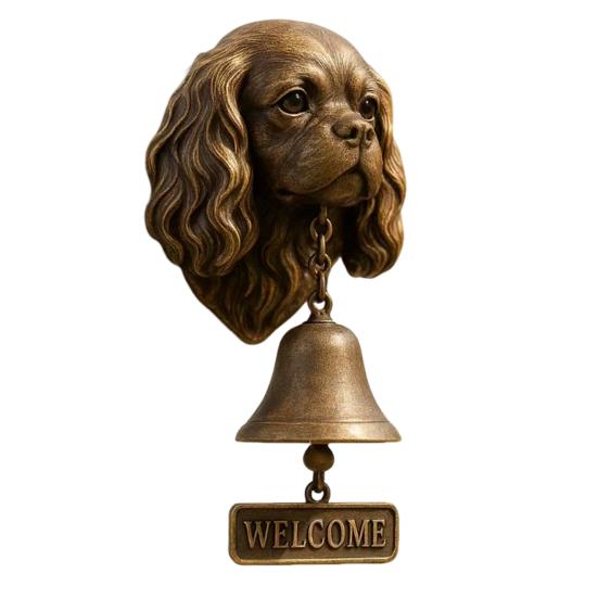 Dog Welcome Bell Doberman Bulldog Door Bell with Welcome Sign Retro Shopkeepers