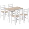 5-Piece Dining Set for 4 People, Country-Style Dining Table and Chairs made of Solid Wood, Natural/White