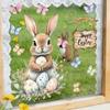 Large Easter Static Window Cling, Bunny Chick Egg Butterfly Spring Decals For Glass Door & Mirror, No Glue Residue-Free Decor