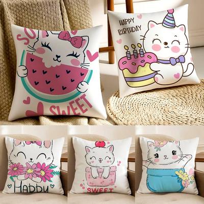 Anime Cute Cat Kitty Pillow Case Anti-dustmite Invisible Zipper Sofa Bed