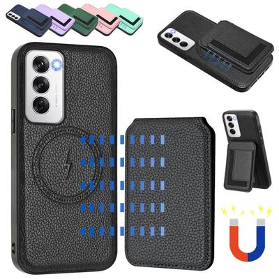 Funda tipo billetera OPPO desmontable Magsafe 2 en 1 con tarjetero, soporte magnético, funda de piel sintética con tapa para Realme 13 Pro/OPPO Reno 12 Pro/OPPO A3 Pro