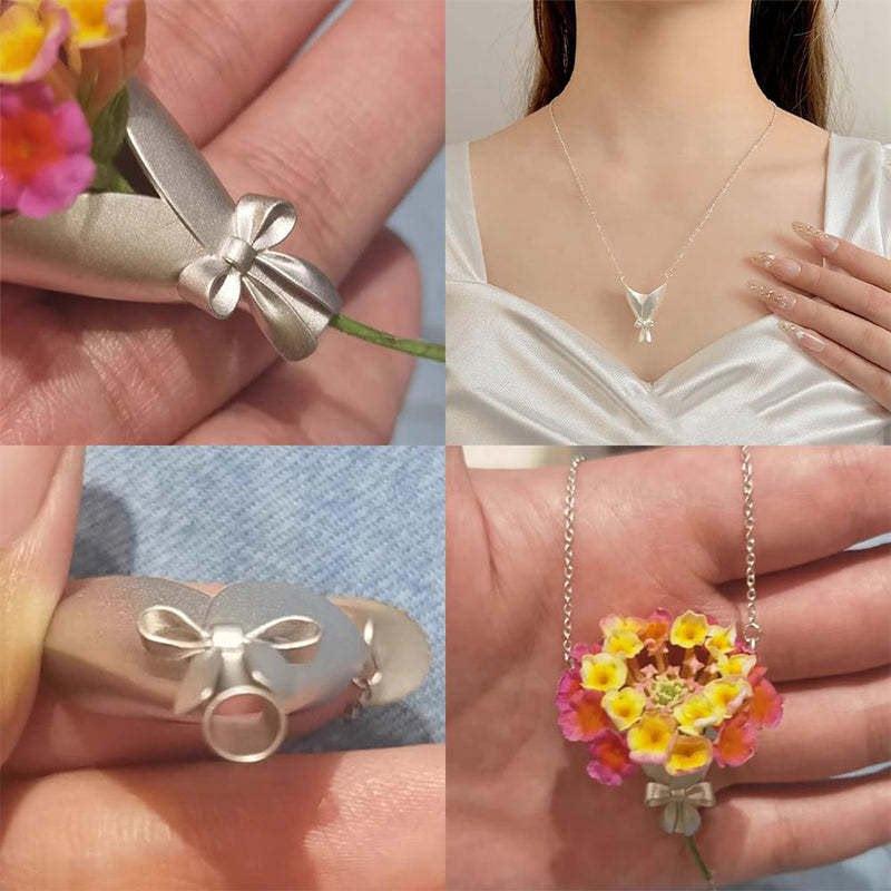 Elegantes Trendiges Bouquet-Verpackung Halskette Ohrringe Ringe Schlüsselbein Kann Eingesteckt Werden Blumen Schmuck Weibliche Schlüsselbein Kette Zubehör