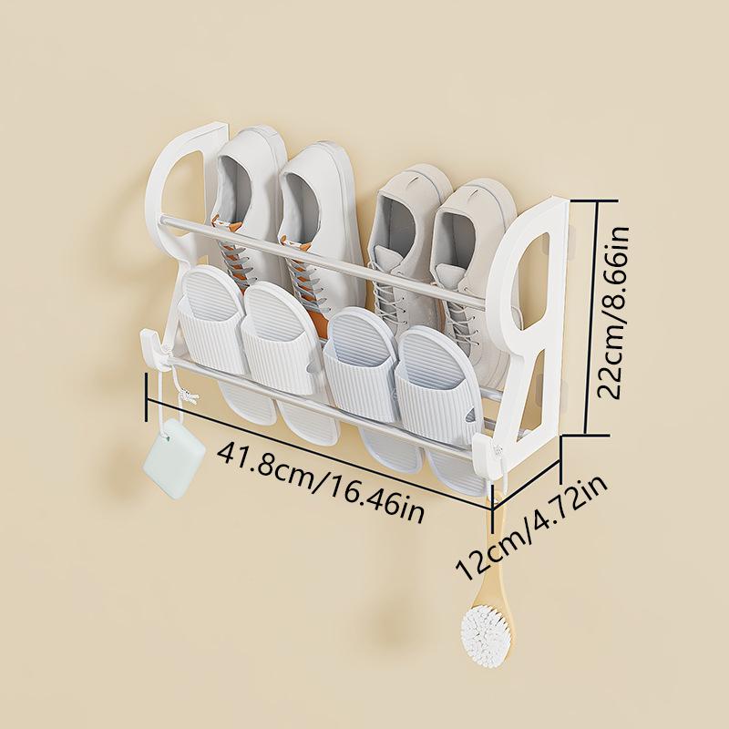 Настенная полка для обуви Простая полка для тапочек для ванной Многофункциональная кухонная полка без гвоздей Полка для обуви на дверь без отверстий 870₽
