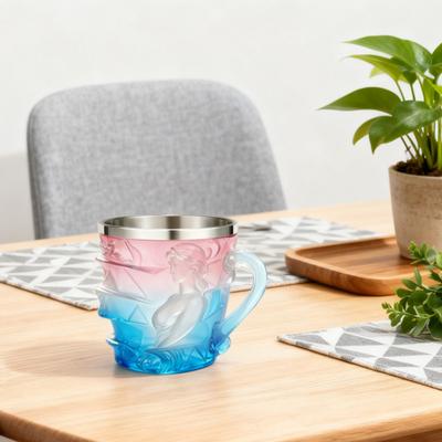 Kubek do kawy 3D malowany stos książek żywica stal nierdzewna z ergonomicznym uchwytem podstawa odporna na rozlanie kubek do czytania