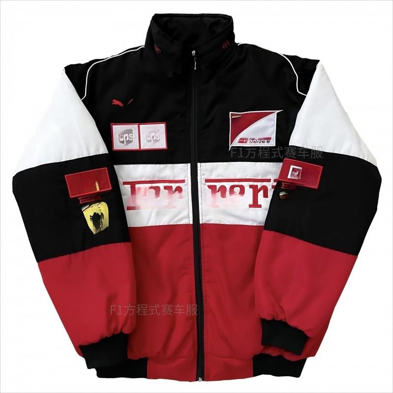 F1 Style Embroidered Cycling Jacket Men Women Retro American Racing Design Warm Cotton Windbreaker Riding