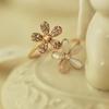 Cincin Pembukaan Opal Bunga, Boleh Laras, Untuk Wanita, Rekaan Daisy Kecil, Set 2 Keping