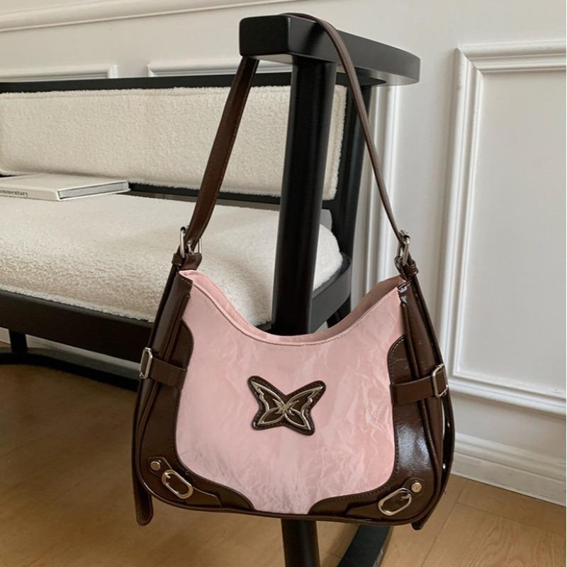 New Butterfly Contrasting Rivet Locomotive Armpit Bag Fashionable Texture Shoulder Messenger Bag