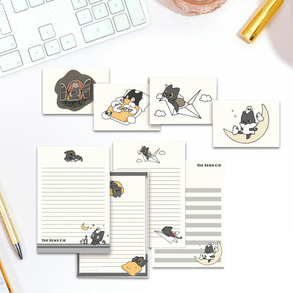 1 Set Stationery Paper and Envelopes Set Little Black Cats Letter Writing Paper Stationary Paper for Letter Writing