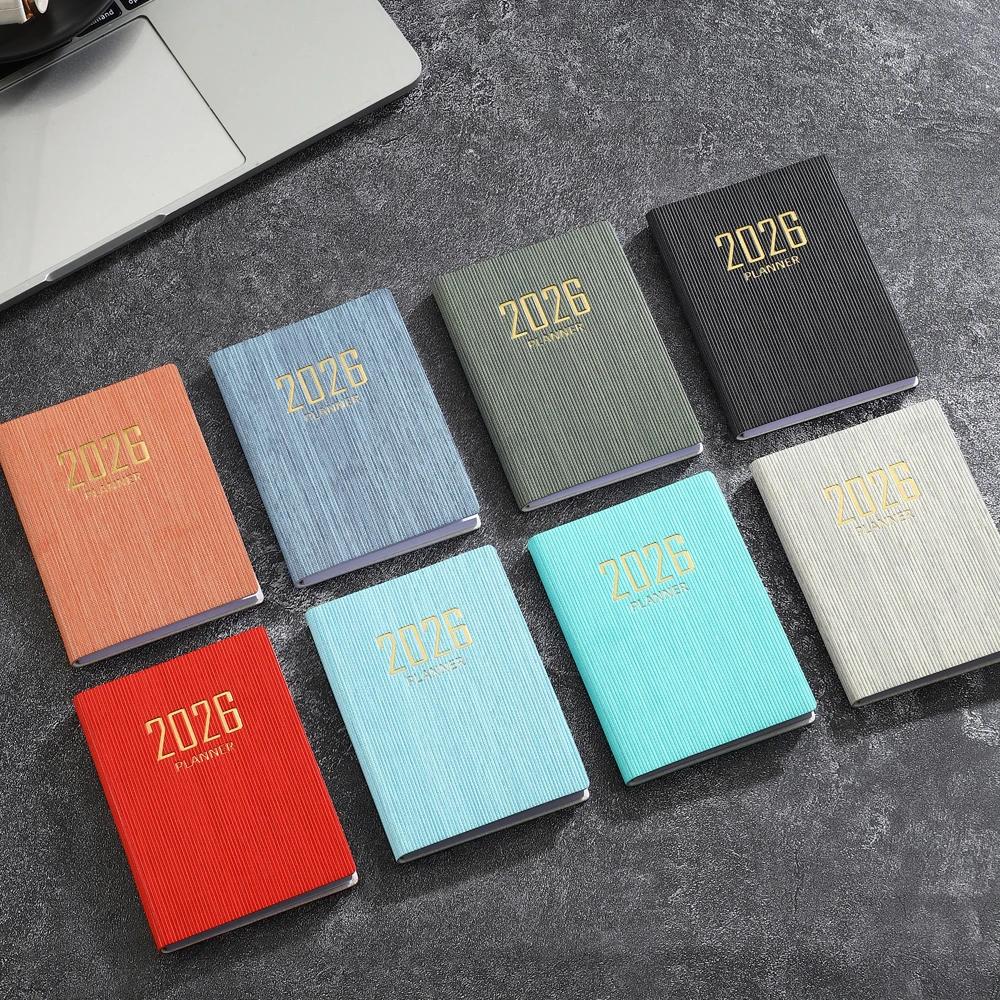 A7 specification 2026 English planner book, mini portable pocket daily schedule book, 64 sheets 128 page thin weekly calendar