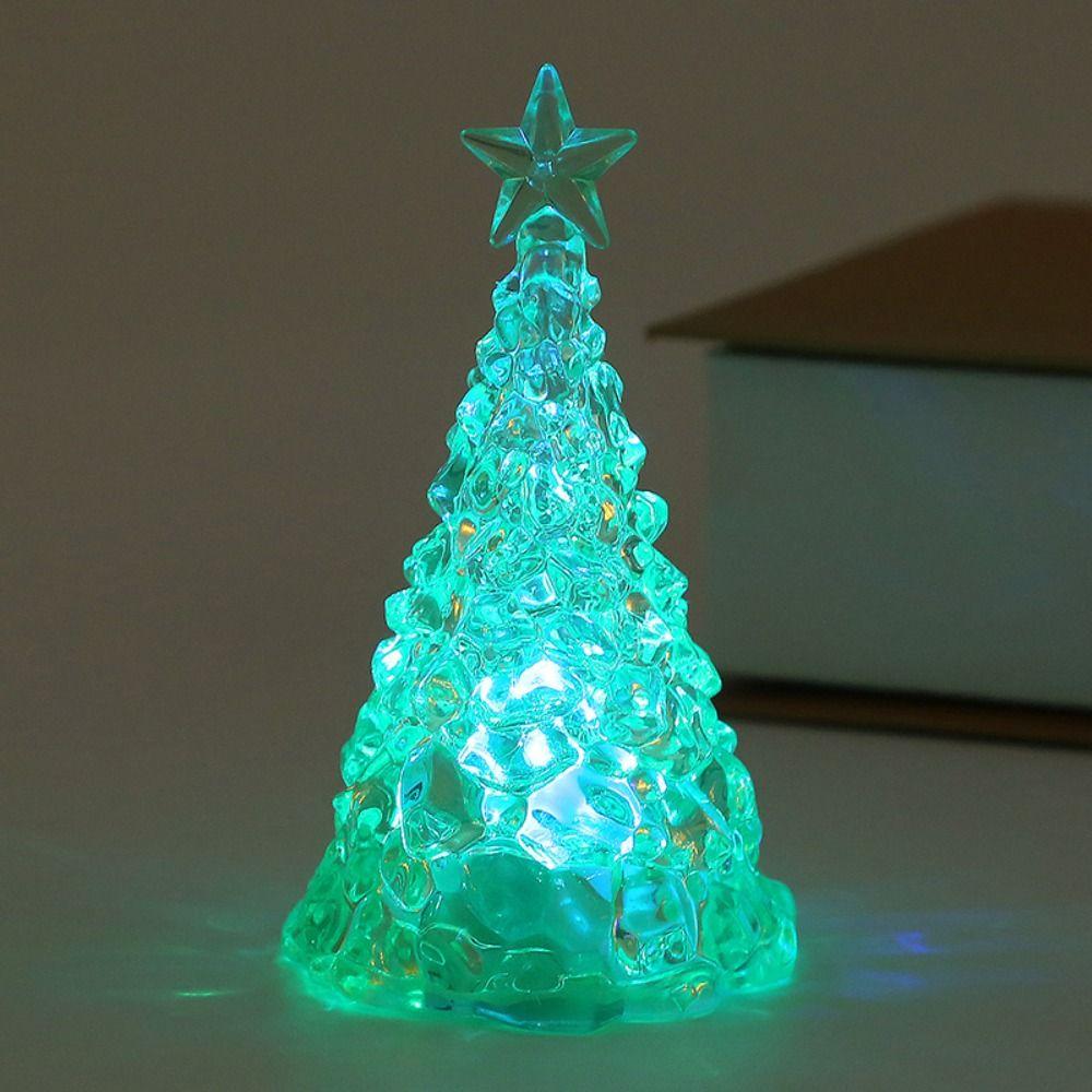 Transparent Christmas Tree Night Light Glowing Xms Eve Candle Lights  Kid Toy Gifts