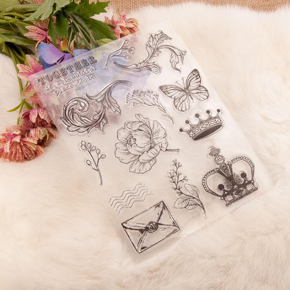 Flower Transparent Silicone Clear Stamps for Seal DIY Scrapbooking Photo Album Decor Poker Tulip Butterfly