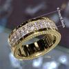 European and American retro-style double-row diamond ring, a fashionable ring for weddings and special occasions, designed for women