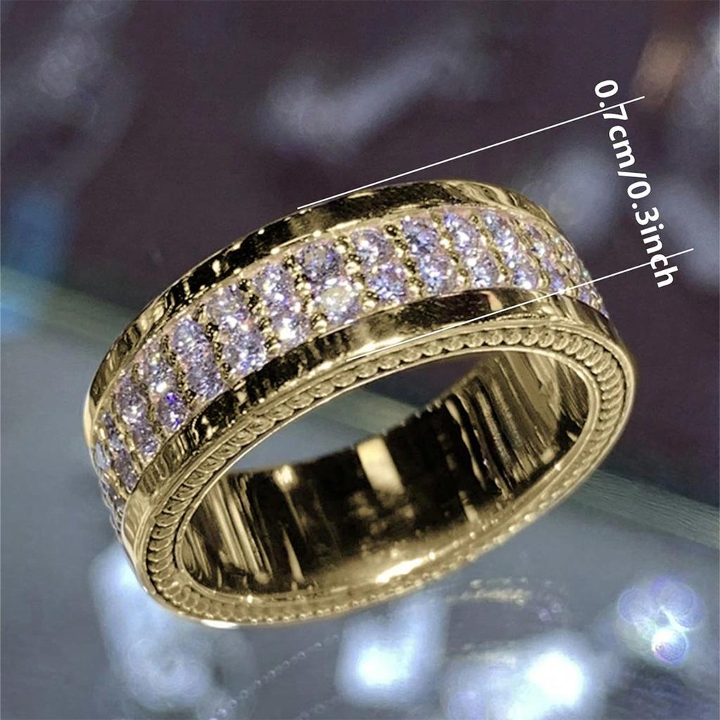 European and American retro-style double-row diamond ring, a fashionable ring for weddings and special occasions, designed for women