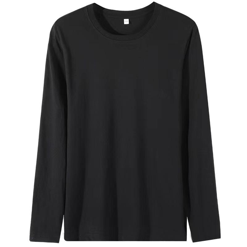 Cotton Solid Color Round Neck Long Sleeve Men's T-shirt Inner Long Sleeve Top Loose Base Shirt
