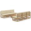 7-piece Garden Set with Cushions Solid Pine Wood