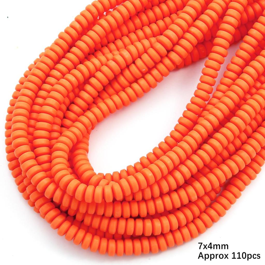 110pcs 7x4mm Flat Round Polymer Resin Clay Disk Handmade Beads For DIY Jewelry Making