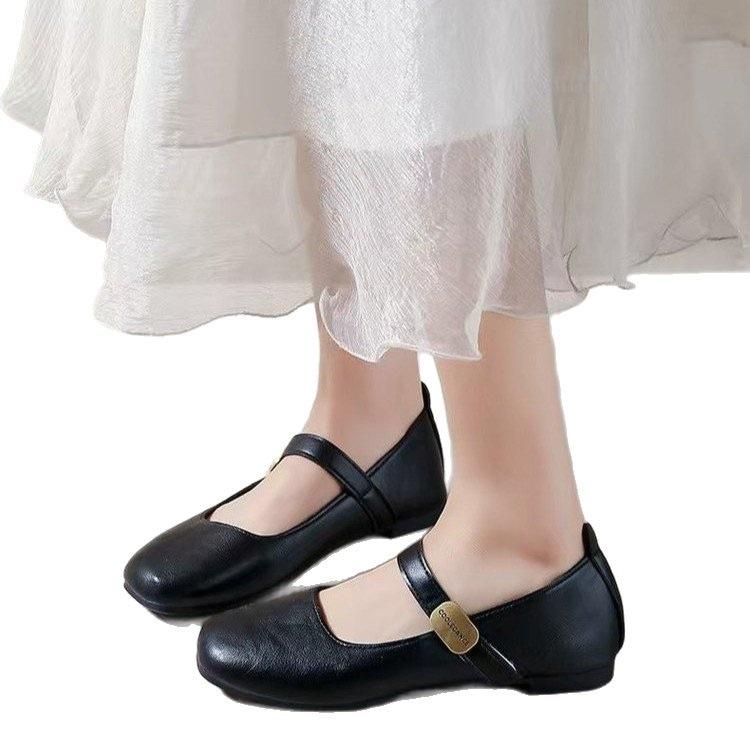 Retro buty Mary Jane kwadratowy nosek płytkie wycięcie wiosenne nowe małe skórzane buty francuski miękki spód brytyjski styl