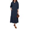 ZANZEA Women Casual Turn Down Collar Loose Long Sleeve Shirt Dress