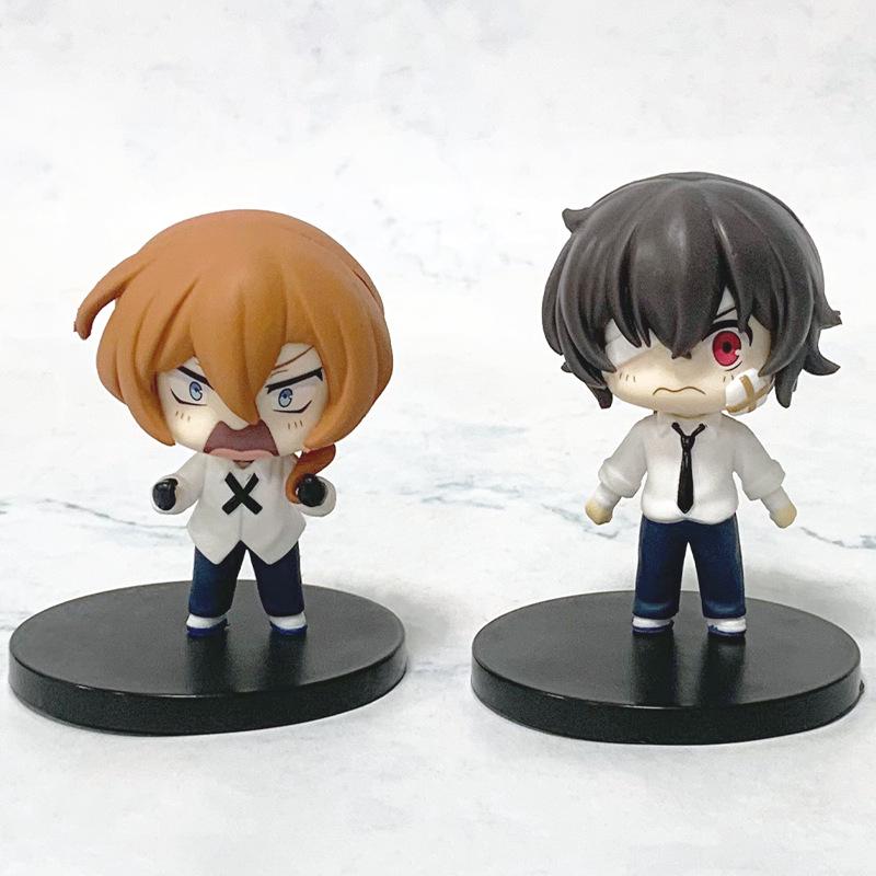 Bungo Stray Dogs Q Version Dazai Osamu & Nakahara Chuuya Hand-Painted Figurines for Desktop & Car Ornaments.