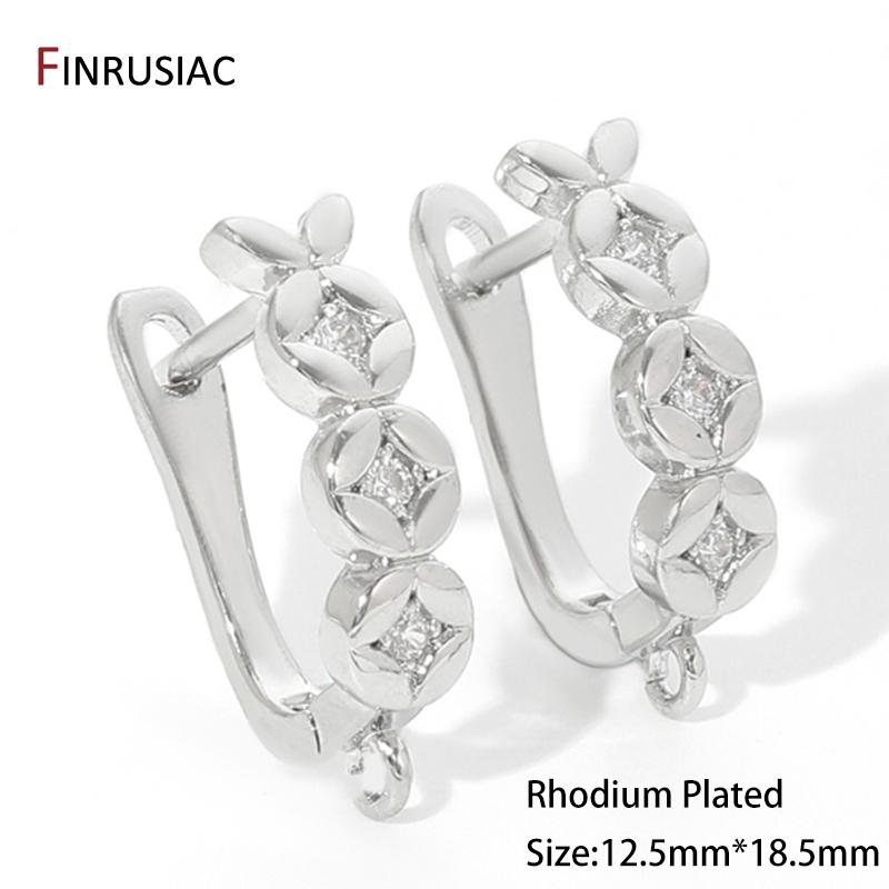 

18K Gold Plated Inlaid Zircon Shvenzy Earwires Hooks,Brass Earring Fixtures,Fasteners For Earrings,Jewelry Making Materials 1 pair