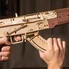 ROKR AK-47 Karabin Szturmowy Zabawkowy Pistolet Drewniana Puzzle 3D LQ901