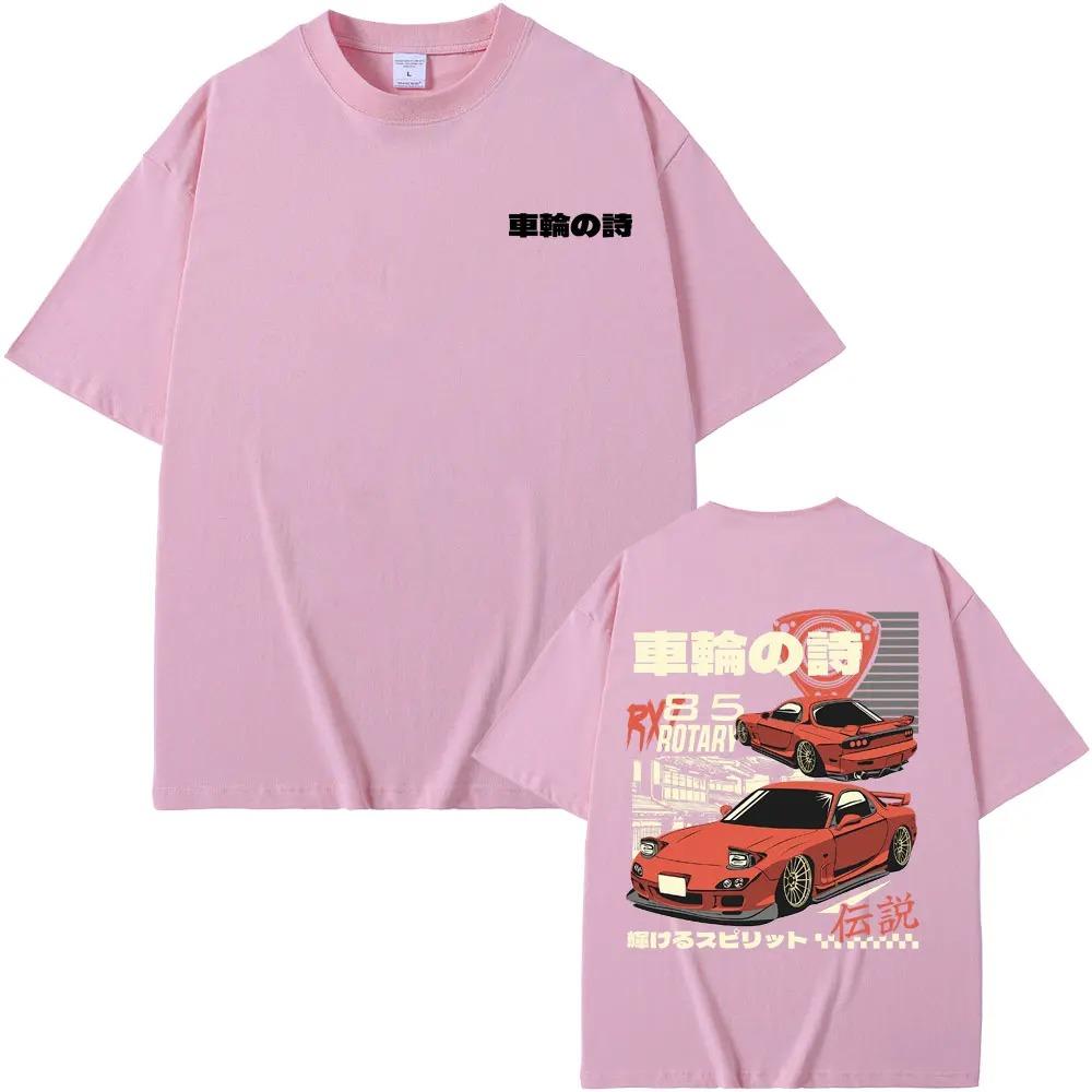 2024 Anime Initial D Drift AE86 Double Sided Print Tshirt RX-7 R34 Skyline GTR JDM Men's Vintage Harajuku Oversized T Shirts