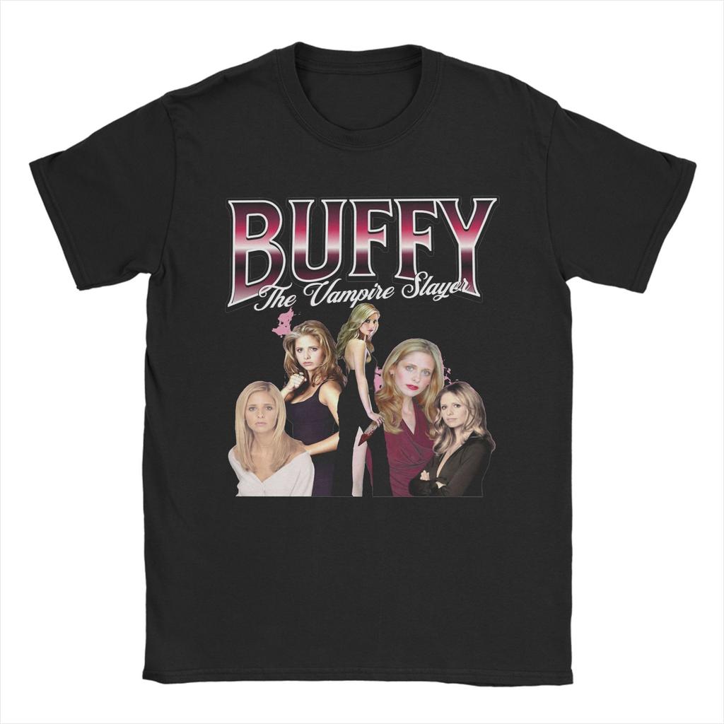 Cool Buffy the Vampires Slayer T-Shirts Men Crewneck Pure Cotton T Shirt TV Show Short Sleeve Tees Plus Size Clothes