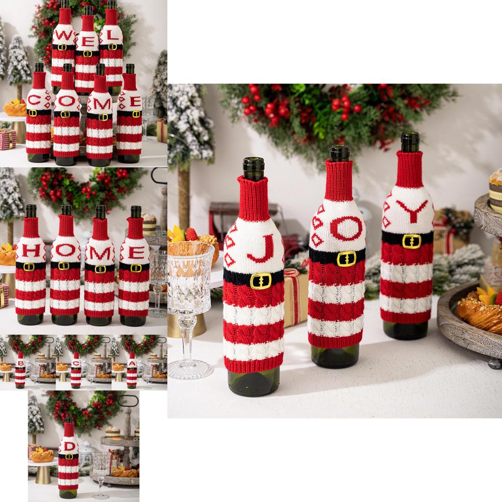 Vibrant And Decorative Knitted Letter Wine Bottle Holder For Christmas Parties And Gifts