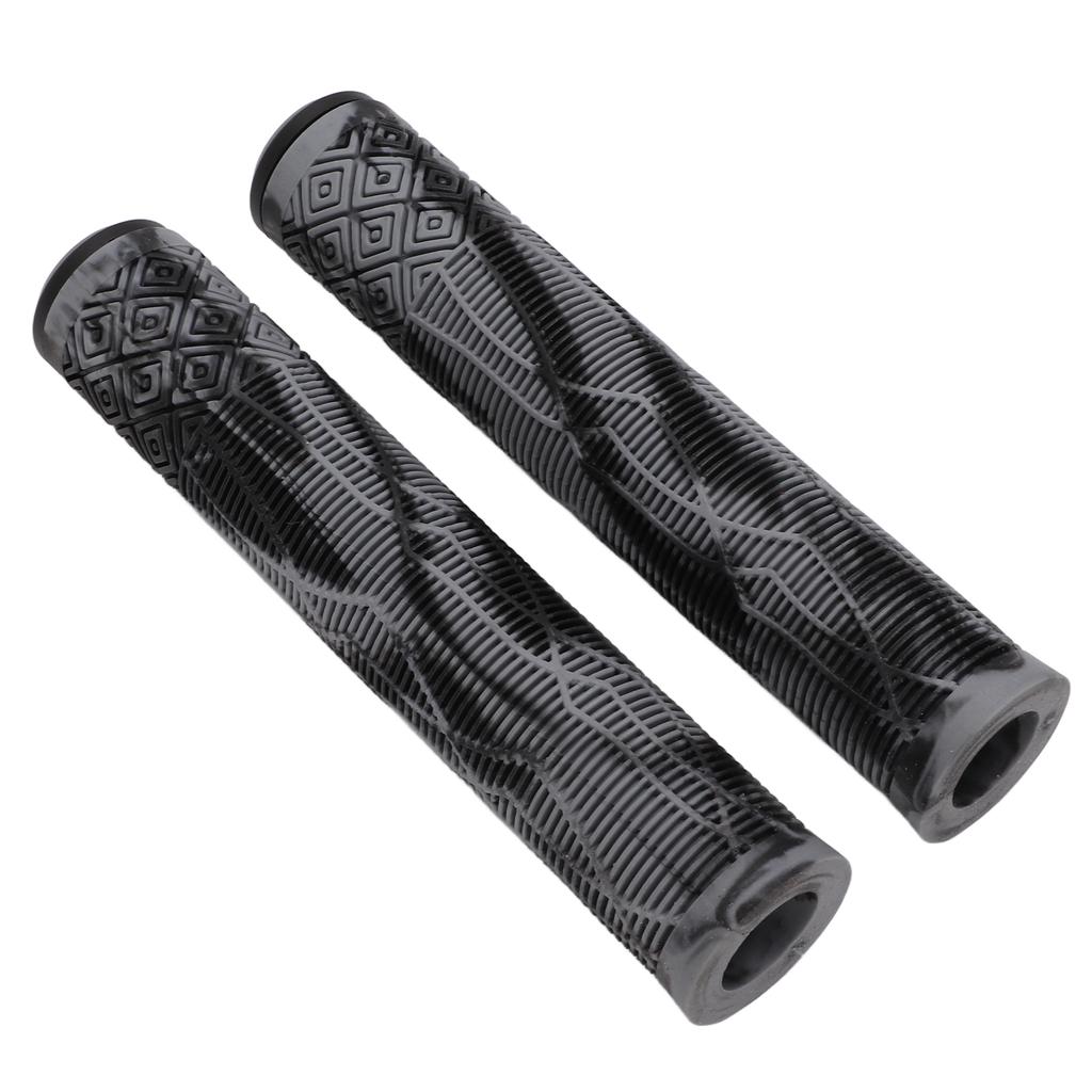 MTB Bicycle Grip 22.2mm TPE Rubber Handlebar Cover Soft Antislip Handle Grip with Lock Bar EndGray Black