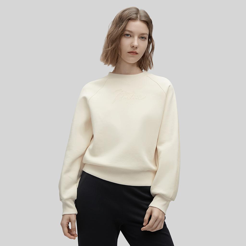 New FILA EMERALD Sweatshirt Women's Scallion White F11W414211F-IV